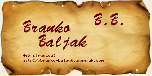 Branko Baljak vizit kartica